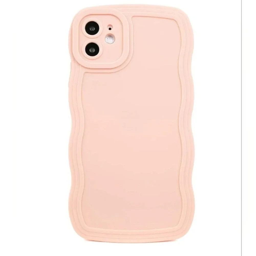 New Pink Iphone 12 phone case curly‎ soft silicone
